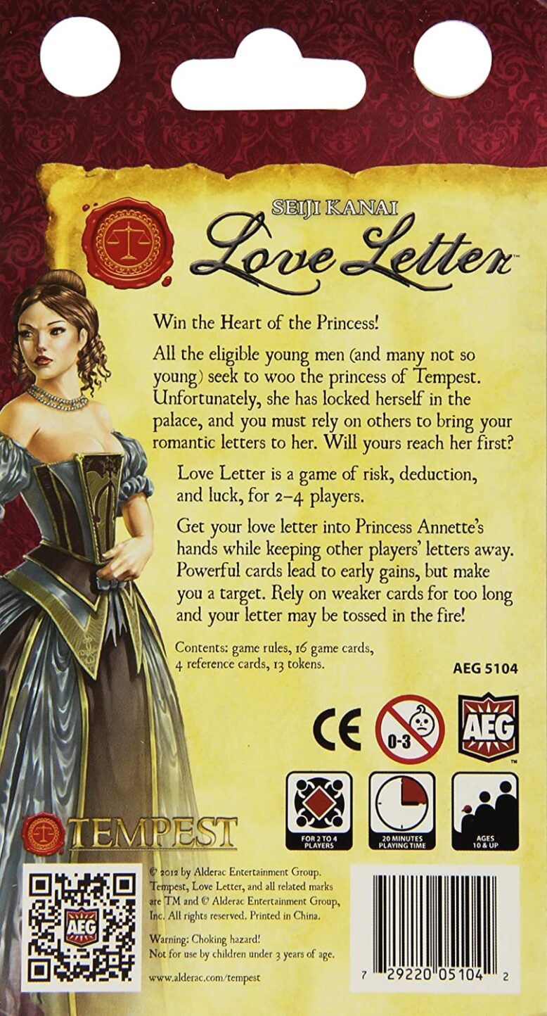 Love Letter Revised Edition Card Game Box Back