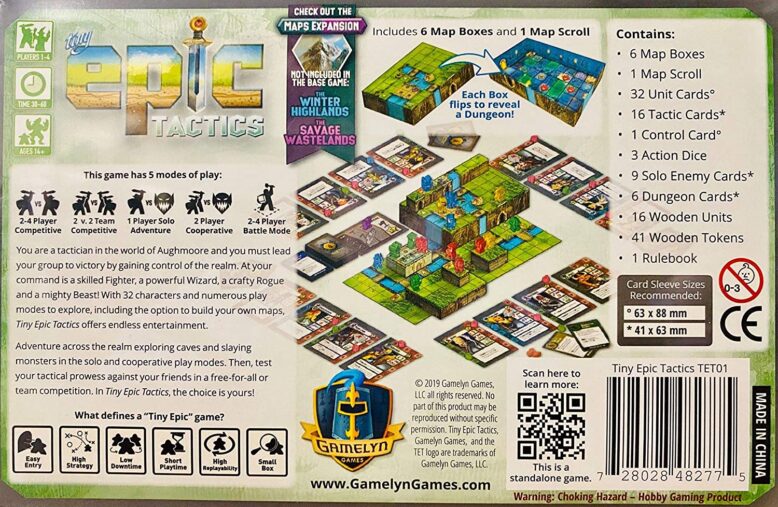 Tiny Epic Tactic Board Game Back of Box
