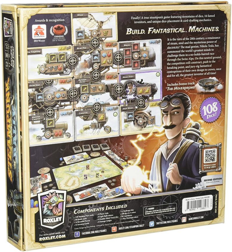 Steampunk Rally Board Game Back of Box