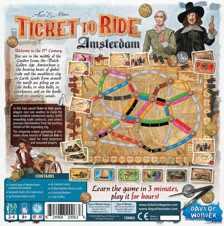 Ticket to Ride Amsterdam Board Game Back