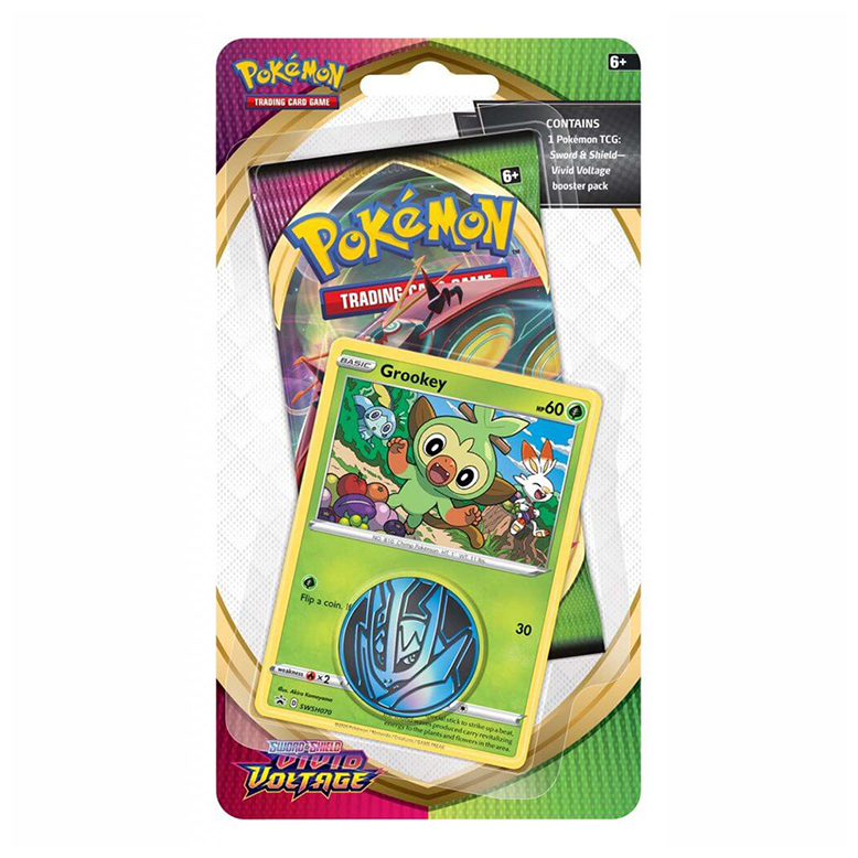 Pokémon TCG: Sword and Shield- Vivid Voltage Booster Pack, Coin & Grookey Promo Card
