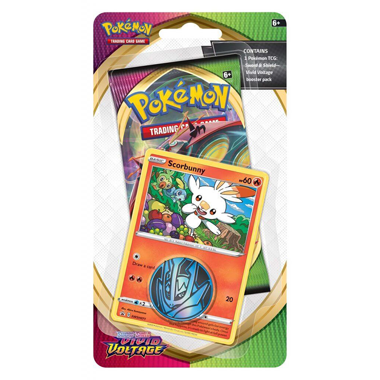 Pokémon TCG: Sword and Shield- Vivid Voltage Booster Pack, Coin & Scorbunny Promo Card
