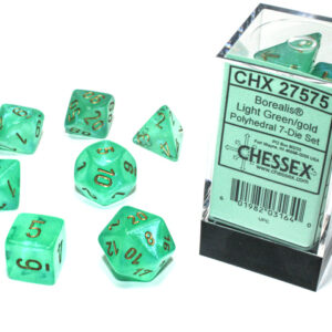 Chessex Polyhedral 7-Die Set Borealis Luminary Light Green Gold