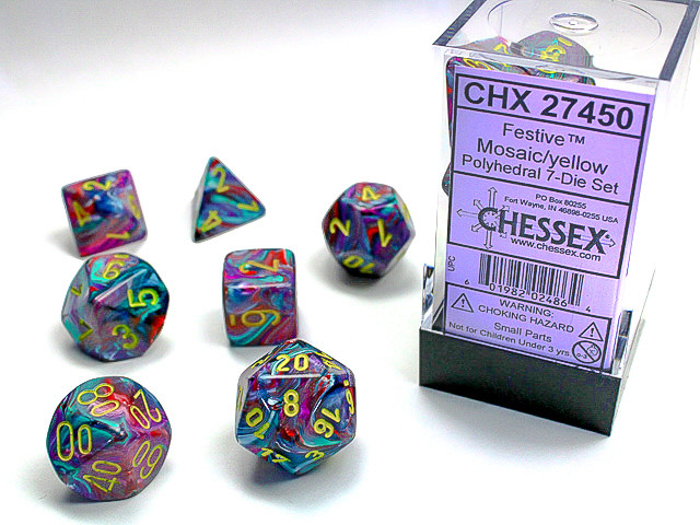 Chessex Polyhedral 7-Die Set Festive Mosaic/Yellow