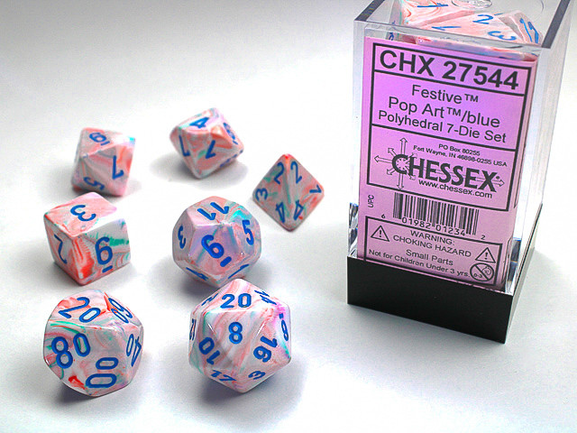 Chessex Polyhedral 7-Die Set Festive Pop Art Blue