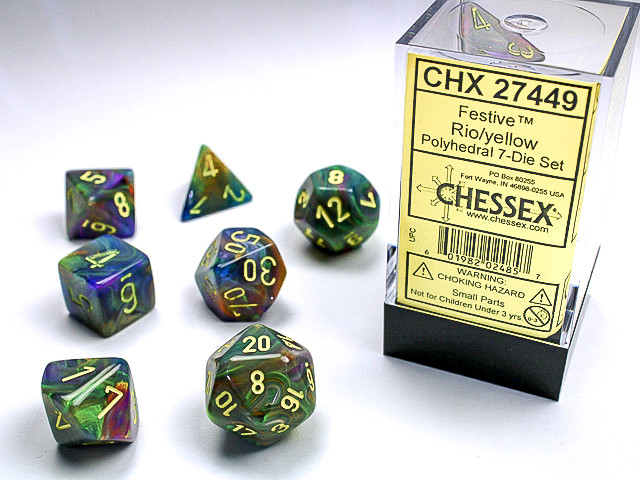 Chessex Polyhedral 7-Die Set Festive Rio Yellow