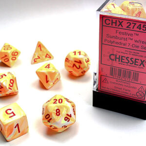 Chessex Polyhedral 7-Die Set Festive Sunburst Red