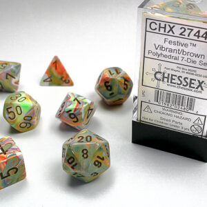 Chessex Polyhedral 7-Die Set Festive Vibrant brown