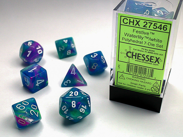 Chessex Polyhedral 7-Die Set Festive Waterlily White