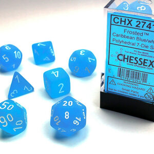 Chessex Polyhedral 7-Die Set Frosted Caribbean Blue/White