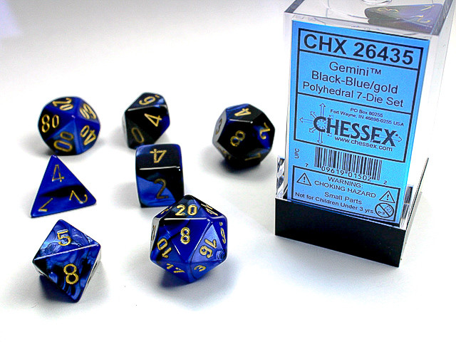 Chessex Polyhedral 7-Die Set Gemini Black-Blue/Gold