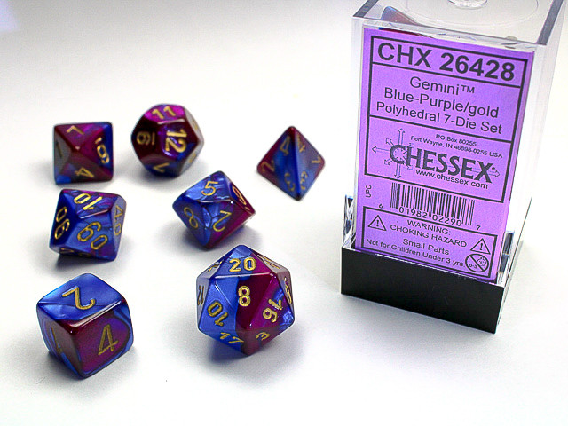 Chessex Polyhedral 7-Die Set Gemini Blue-Purple/Gold