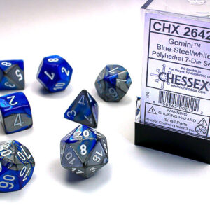 Chessex Polyhedral 7-Die Set Gemini Blue-Steel/White