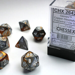 Chessex Polyhedral 7-Die Set Gemini Copper-Steel/White