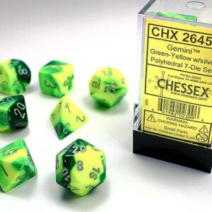 Chessex Polyhedral 7-Die Set Gemini Green-Yellow/Silver