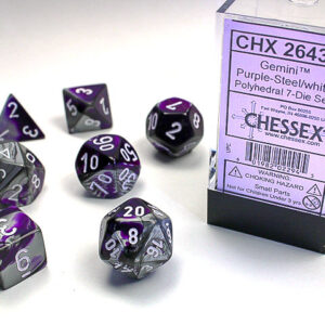 Chessex Polyhedral 7-Die Set Gemini Purple-Steel/White