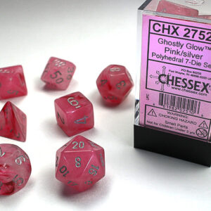 Chessex Polyhedral 7-Die Set Ghostly Glow Pink/Silver
