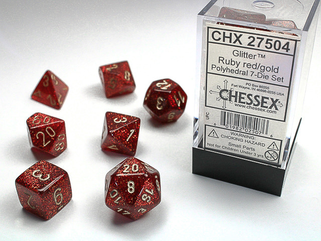 Chessex Polyhedral 7-Die Set Glitter Ruby/Gold