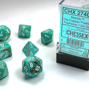 Chessex Polyhedral 7-Die Set Marble Oxi-Copper/White