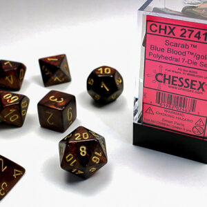 Chessex Polyhedral 7-Die Set Scarab Blue Blood/Gold