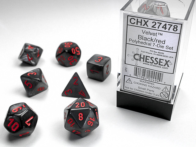 Chessex Polyhedral 7-Die Set Velvet Black/Red