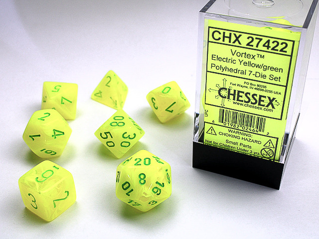 Chessex Polyhedral 7-Die Set Vortex Electric Yellow/Green