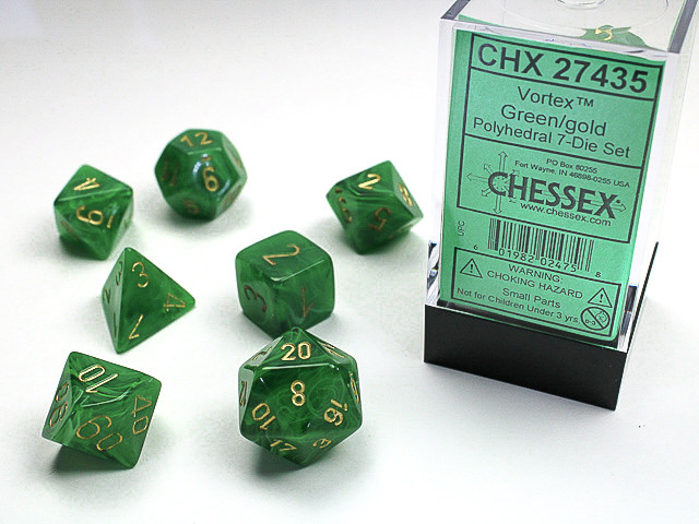 Chessex Polyhedral 7-Die Set Vortex Green/Gold