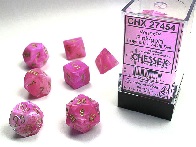 Chessex Polyhedral 7-Die Set Vortex Pink/Gold