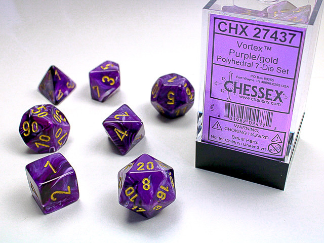 Chessex Polyhedral 7-Die Set Vortex Purple/Gold
