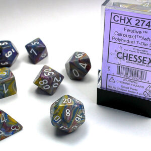 chessex polyhedral 7 die-set festive carousel white