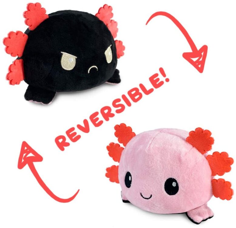 Reversible Plushie - Axolotl Pink Black