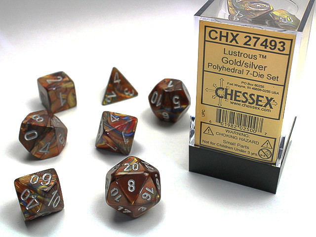Chessex Polyhedral 7-Die Set Lustrous Gold Silver